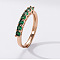 Flat Round Brass Micro Pave Cubic Zirconia Finger Rings, Golden, Green, Inner Diameter: Adjustable