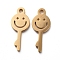 PVD Vacuum Plating 304 Stainless Steel Charms, Cut-Out, Manual Polishing, Hollow, Key with Smile, Golden, 13x5.5x1mm, Hole: 1mm