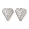 Brass Micro Pave Clear Cubic Zirconia Pendants, Cadmium Free & Nickel Free & Lead Free, Heart, Real Platinum Plated, 15.5x12x4mm, Hole: 1.6mm