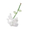 Resin Flower Pendants, with Glass Bugle Beads & 304 Stainless Steel Jump Rings Loop, White, 52.5x27.5x25.5mm, Hole: 2.5mm