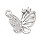 Brass Pave Clear Cubic Zirconia Pendants, Cadmium Free & Nickel Free & Lead Free, Butterfly Charm, Platinum, 12x13.5x2.5mm, Hole: 1.4mm