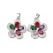Brass Micro Pave Cubic Zirconia Pendants, Cadmium Free & Nickel Free & Lead Free, Flower, Platinum, 19.5x17.5x4.5mm, Hole: 3.5x2.5mm