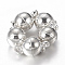 Brass Magnetic Clasps with Loops, Round, Silver Color Plated, 14x8mm, Hole: 1.5mm