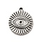 Tarnish Resistant 304 Stainless Steel Pendant Rhinestone Settings, Flat Round with Evil Eye, Stainless Steel Color, Fit for 1.6mm Rhinestone, 21.5x18.5x2mm, Hole: 2mm