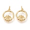 Brass Pendants, with Jump Rings, Long-Lasting Plated, Ring with Angel, Golden, 18.5x15x2mm, Hole: 3.5mm