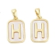 Прямоугольные подвески из латуни из натуральной ракушки KK-C051-25G-1