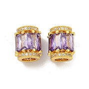 Латунные кубические европейские бусины микропаве KK-B096-23G-01