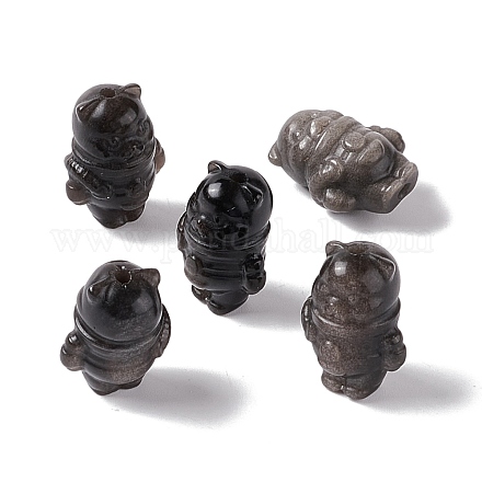 Натуральные серебряные бусины из обсидиана G-G859-13-1