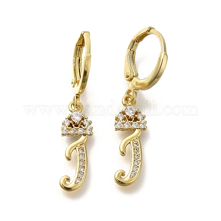 Серьги-кольца из латуни с прозрачным фианитом EJEW-M045-01J-1