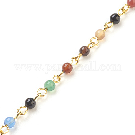 Handmade природных агат бисером цепи AJEW-JB00448-02-1