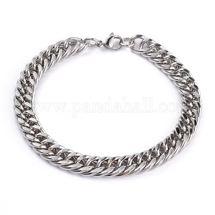 Браслеты из кубинской цепи из нержавеющей стали 304 STAS-A028-B064P-B-1