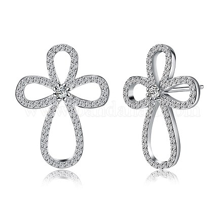 Латунь кубического циркония серьги стержня EJEW-BB33897-1