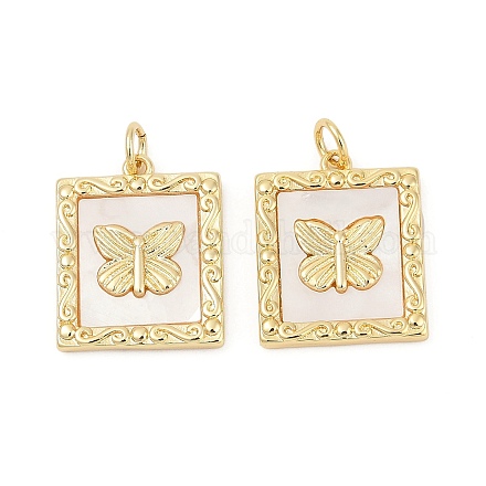 Подвески из латуни с натуральными белыми ракушками KK-U058-30G-01-1