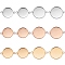 12Pcs 6 Style 304 Stainless Steel Cabochon Connector Settings, Plain Edge Bezel Cups, Flat Round, Real 24K Gold Plated & Stainless Steel Color, 36~42x27~32x2mm, Hole: 3mm, Tray: 25~30mm, 2pcs/Style