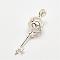 Brass Diffuser Locket Pendants, Cage Pendants, Key, Cadmium Free & Lead Free, Silver Color Plated, 36x10x11mm, Hole: 2x3mm, inner size: 8mm