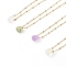 Natural Quartz Pendant Necklaces, with 304 Stainless Steel Satellite Chains, Faceted Teardrop, Mixed Color, 15.94 inch(40.5cm)