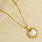 304 Stainless Steel Pave Natural White Shell Heart Pendant Necklaces, Golden, Pendant: 1.5x1.5cm