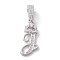 Eco-Friendly Brass Micro Pave Cubic Zirconia Pendants, Long-Lasting Plated, Real Platinum Plated, Cadmium Free & Lead Free, Letter, Letter.J, 16~20x7~11.5x1.5~2.2mm, Hole: 6.5x3.5mm