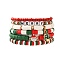 6Pcs Christmas Theme Polymer Clay Heishi Beads & Glass Seed Beaded Stretch Bracelets Set, Alloy Enamel Charm Bracelets, Mixed Color, Inner Diameter: 2-1/8 inch(5.5cm), 6pcs/set