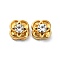 Ion Plating(IP)  304 Stainless Steel Slide Charms, with Rhinestone, Real 18K Gold Plated, Flower, 10x10x6.5mm, Hole: 6.5x2mm