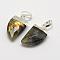 Natural Labradorite Pendants, with Brass Findings, Long-Lasting Plated, Faceted, Cultellate, Silver Color Plated, 19x10.5x5mm, Hole: 4x6mm