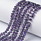 Electroplate Transparent Glass Beads Strands, Half Rainbow Plated, Faceted, Rondelle, Dark Violet, 4x3mm, Hole: 0.4mm, about 110~115pcs/strand, 39~40cm