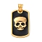 304 Stainless Steel Enamel Pendants, Ion Plating(IP), Rectangle with Skull Charms, Golden, 26.5x16x3.5mm, Hole: 5x4.5mm