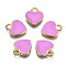 Alloy Enamel Charms, Heart, Light Gold, Violet, 12x10x2mm, Hole: 2mm