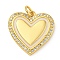 Rack Plating Brass Micro Pave Cubic Zirconia Pendants, Lead Free & Cadmium Free, Long-Lasting Plated, with Ring Jump, Enamel Heart, Real 18K Gold Plated, 19x19x2mm, Hole: 3mm
