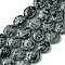 Natural Snowflake Obsidian Beads Strands, Flat Oval, 15~16x13.5~14x6~7mm, Hole: 1mm, about 26pcs/strand, 15.79''(40.1cm)
