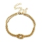 304 Stainless Steel Hollow Cross Charm Bracelet with Double Layer Box Chains, Golden, 7-1/2 inch(18.9cm)