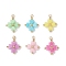 Acrylic with Brass Pendants, Clover, Golden, 27~28x22x6mm, Hole: 3.5mm