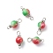 Two Tone Resin Connector Charms, with 304 Stainless Steel Findings, Round Link, Stainless Steel Color, 19.5x8.5mm, Hole: 2~3mm