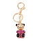 Zinc Alloy Rhinestone Keychain, Bear, Medium Violet Red, 11.25cm
