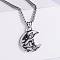 Retro Stainless Steel Punk Skull Moon Crescent Pendant Necklaces for Men, Stainless Steel Color