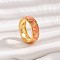 Brass Micro Pave Cubic Zirconia Finger Rings, with Enamel, Flower Pattern, Salmon, US Size 8(18.1mm)