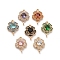Glass Connector Charms, Brass Clear Cubic Zirconia Flower Links, Cadmium Free & Nickel Free & Lead Free, Mixed Color, Light Gold, 16x12x4mm, Hole: 1.2mm and 1.5mm