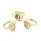 Mixed Color Enamel Initial Letter Adjustable Ring with Clear Cubic Zirconia, Real 18K Gold Plated Brass Jewelry for Women, Cadmium Free & Lead Free, Letter.O, US Size 5 1/4(16mm), Letter.O: 12.5x11mm