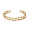 Rack Plating Brass Micro Pave Cubic Zirconia Cuff Bangles, Long-Lasting Plated Rectangle Link Bangles, Cadmium Free & Lead Free, Real 18K Gold Plated, Inner Diameter: 2-1/8 inch(5.5cm)
