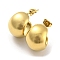 Ion Plating(IP) 304 Stainless Steel Round Stud Earrings, Half Hoop Earrings for Women, Golden, 18x14.5mm