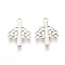 Tarnish Resistant 304 Stainless Steel Charms, Laser Cut, Tree of Life, Stainless Steel Color, 12x10x1mm, Hole: 1.2mm