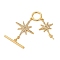 Brass Micro Pave Clear Cubic Zirconia Toggle Clasps, Cadmium Free & Nickel Free & Lead Free, Star, Real 18K Gold Plated, 63mm, Star: 18x14x2mm and 24x19.5x2mm, Bar: 22x4x2mm