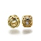 Brass Micro Pave Cubic Zirconia Beads, Column with Heart, Long-Lasting Plated, Lead Free & Cadmium Free, Rack Plating, Real 18K Gold Plated, 8x6mm, Hole: 3.5mm