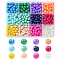 720Pcs 12 Colors Drawbench & Crackle Style Glass Beads Strands, Baking Painted, Round, Mixed Color, 6~6.5mm, Hole: 1.5mm, 60Pcs/color