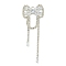 Brass Rhinestone Pendants, Cadmium Free & Lead Free, Bowknot, Silver, 76x28x5mm, Hole: 3.5mm