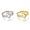 Adjustable Brass Finger Ring Components, with Micro Pave Cubic Zirconia, For Half Drilled Beads, Long-Lasting Plated, Flower, Clear, Mixed Color, US Size 7, Inner Diameter: 17.3mm, Tray: 9mm