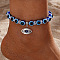 Resin Evil Eye Alloy Charm Anklets, Horse Eye, Inner Diameter: 2-3/8 inch(60mm)