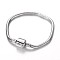 Tarnish Resistant 304 Stainless Steel European Style Round Snake Chains Bracelet Making, with European Clasps, Stainless Steel Color, 190x4mm