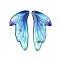 2Pcs Transparent Epoxy Resin Pendants, Wing, with Gold Foil, Cornflower Blue, 41.5x19x2mm, Hole: 1.2mm
