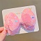 Paillette Cloth Felt Fabric Alligator Hair Clip, with Alloy Clip, Pearl Pink, 90x60x22mm